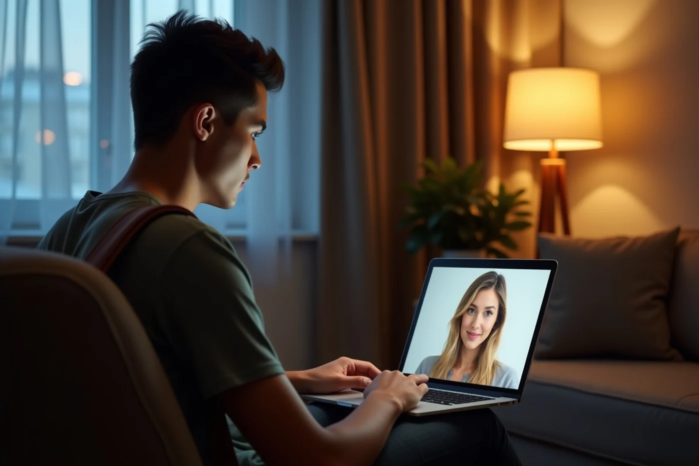 Video Calls When Dating Someone You Met Online - editorial photograph